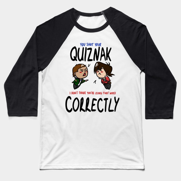 Quiznak Baseball T-Shirt by Beckyehh